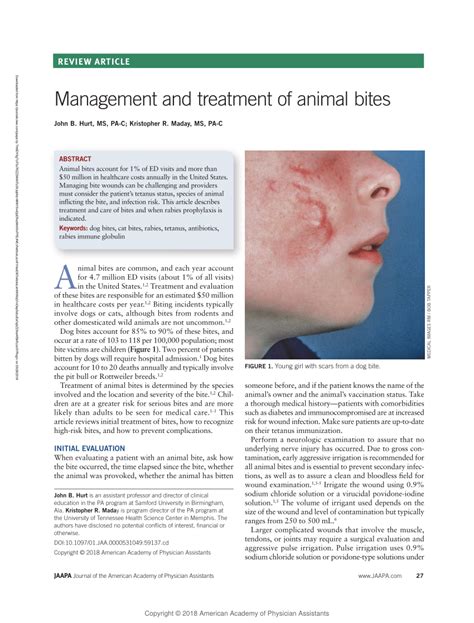 Practical Review of the Management of Animal Bites .
